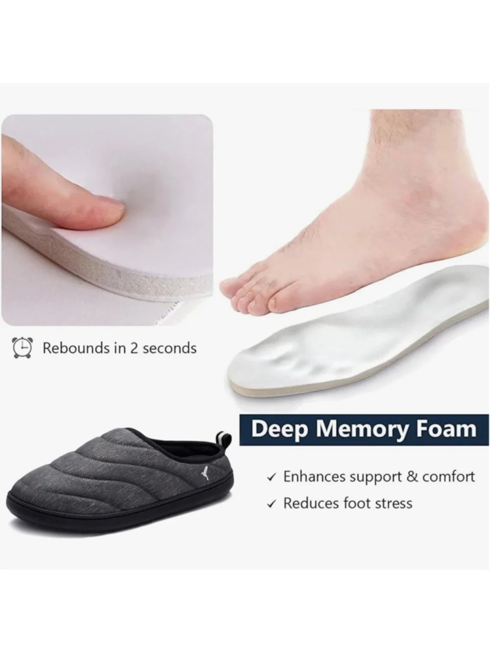 NEW RockDove Men Trail-Therm Quilted Memory Foam Slippers Anti Slip Rubber 13/14